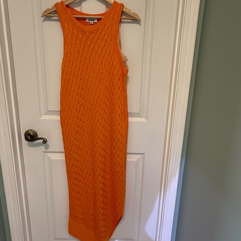 Orange Sleeveless Knit Dress